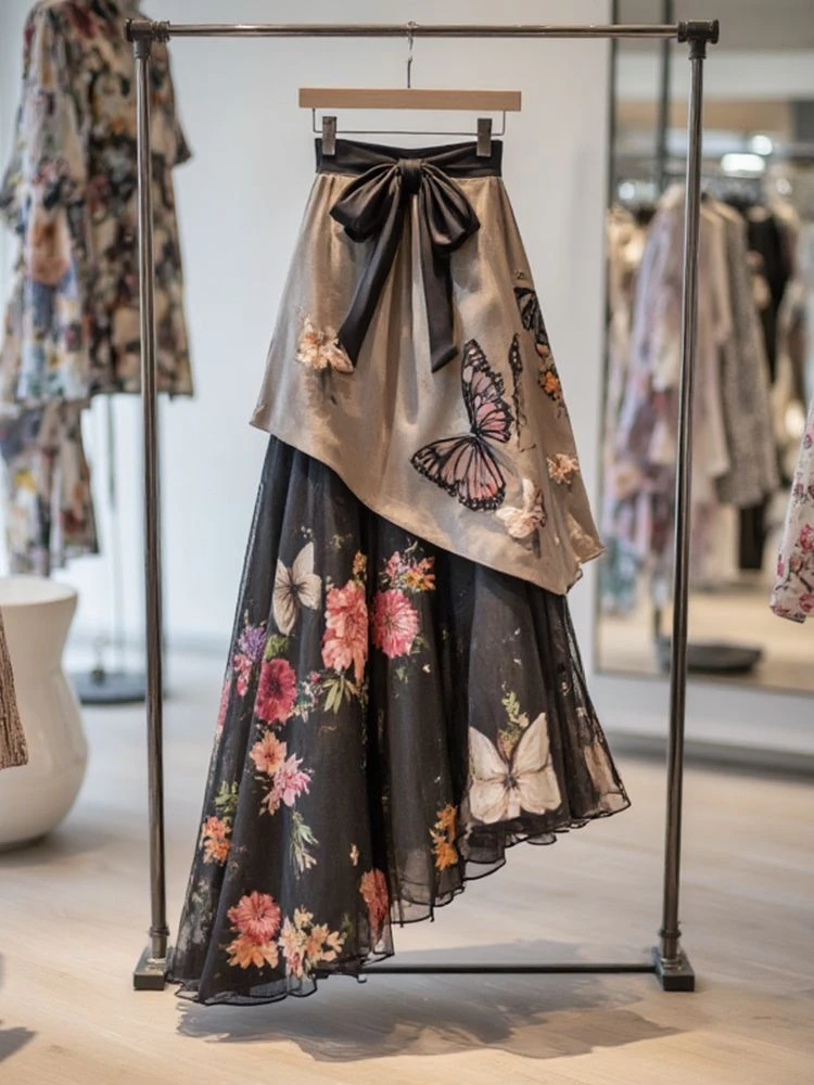 赫本风复古超仙森系女神范裙子2025夏季新款法式设计感洋气半身裙