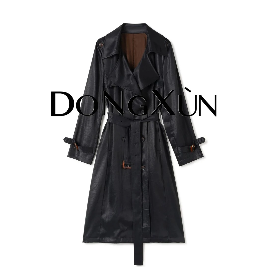 【英伦风华】满分桑蚕丝重锻香云纱皮子料风衣DX25AW015