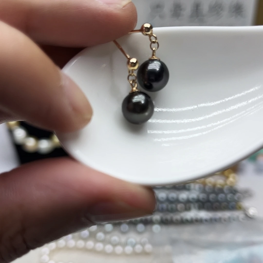 银S925镶嵌海水珍珠耳饰
