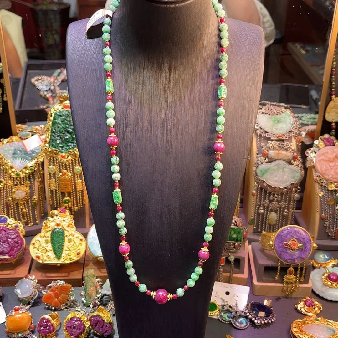 翡翠未镶嵌项链翡翠红宝石项链毛衣链