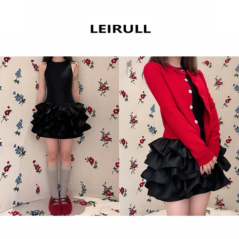 sst圆领红色开衫＋黑色芭蕾蛋糕连衣裙 正确版本 正确版本