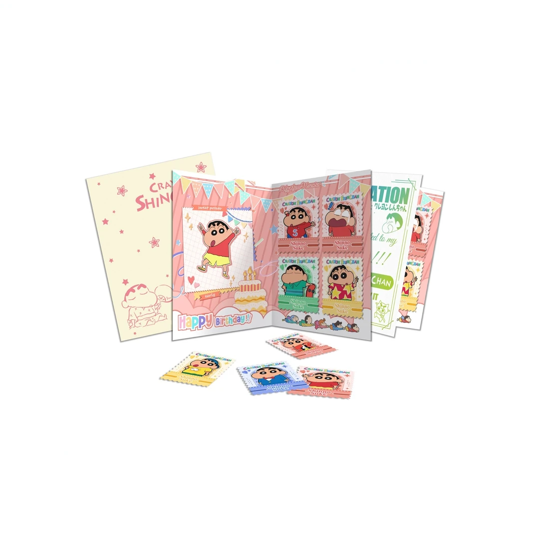 【许愿】《喵谷 蜡笔小新》邮票邀请函 收藏卡牌盲盒 T