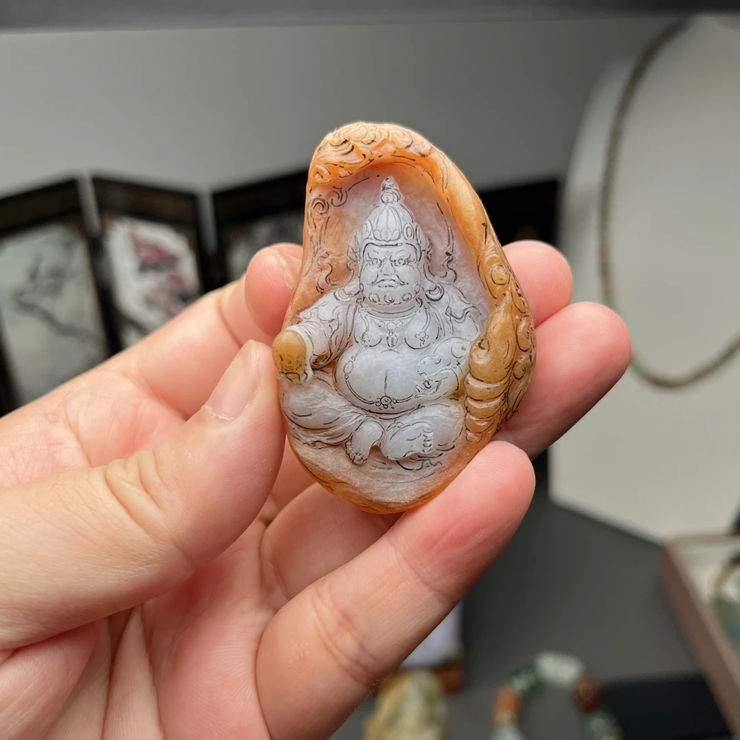 翡翠精工定制,黄财神。