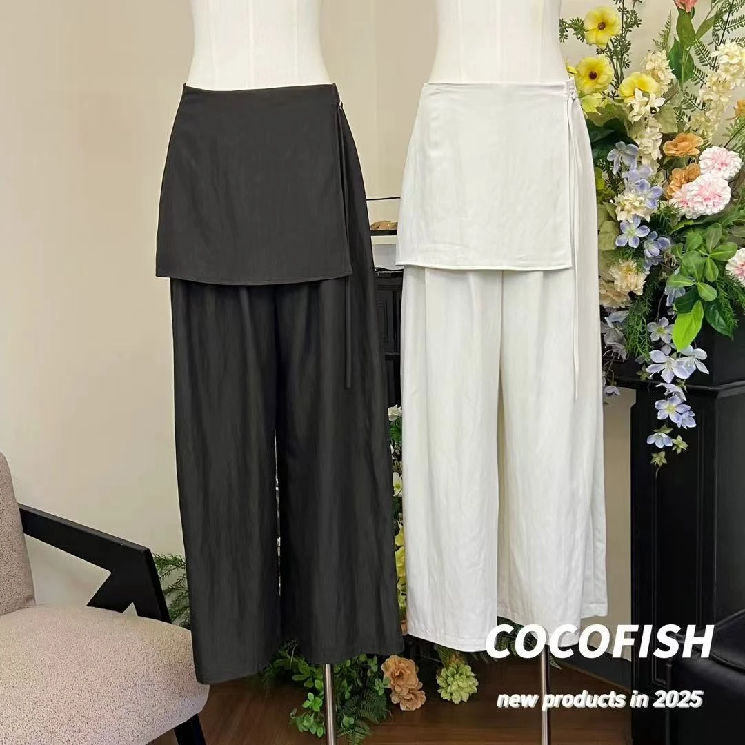 设计感假两件屁帘休闲裤宽松阔腿直筒长裤#18813