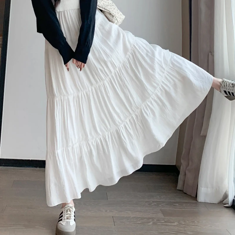 温柔风白色半身裙女装早春高腰仙女裙显瘦百搭A字裙长裙
