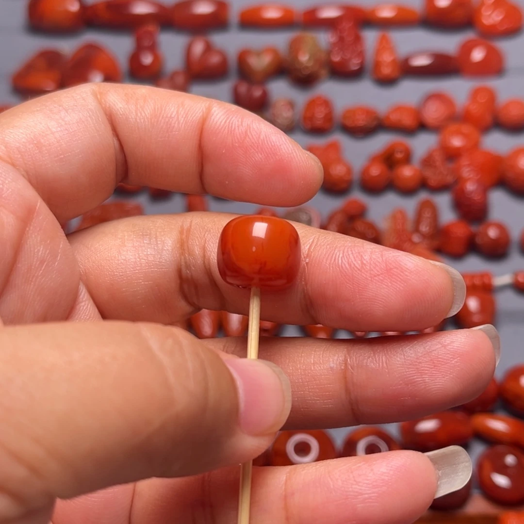 南红玛瑙配饰未镶嵌火焰纹老型卡13.5mm