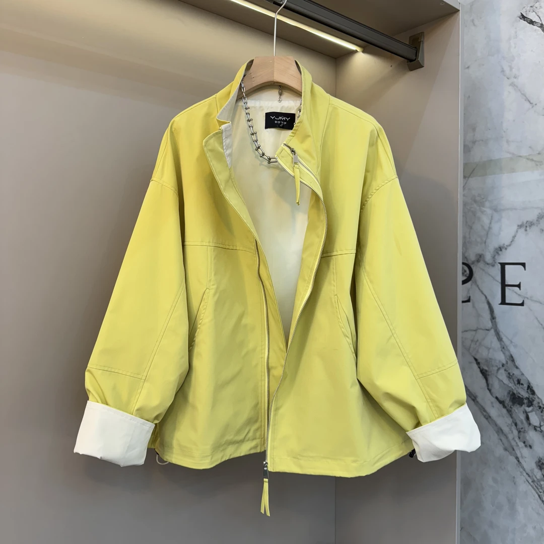 新款春季短款立领外套2025韩版宽松休闲显瘦大码女装百搭上衣潮