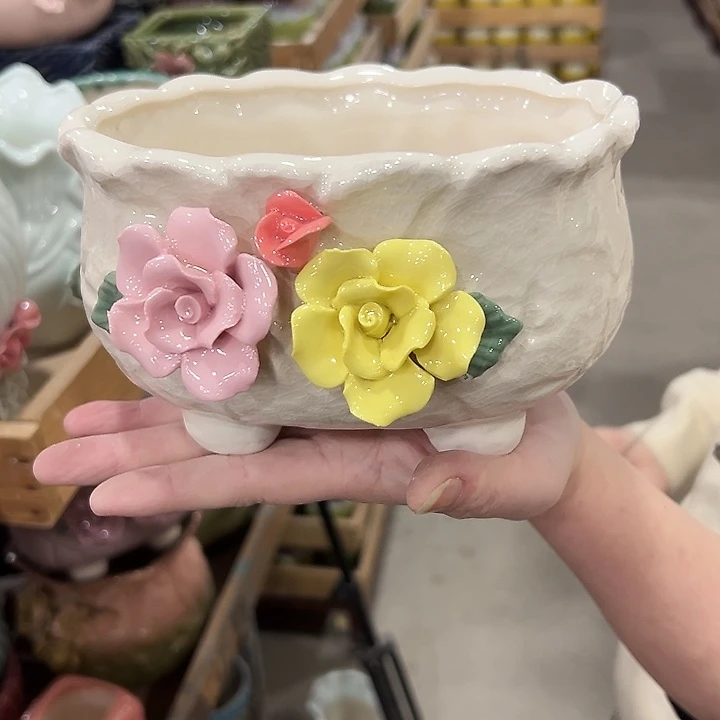 有孔.凑满10元发货多肉陶瓷花盆！