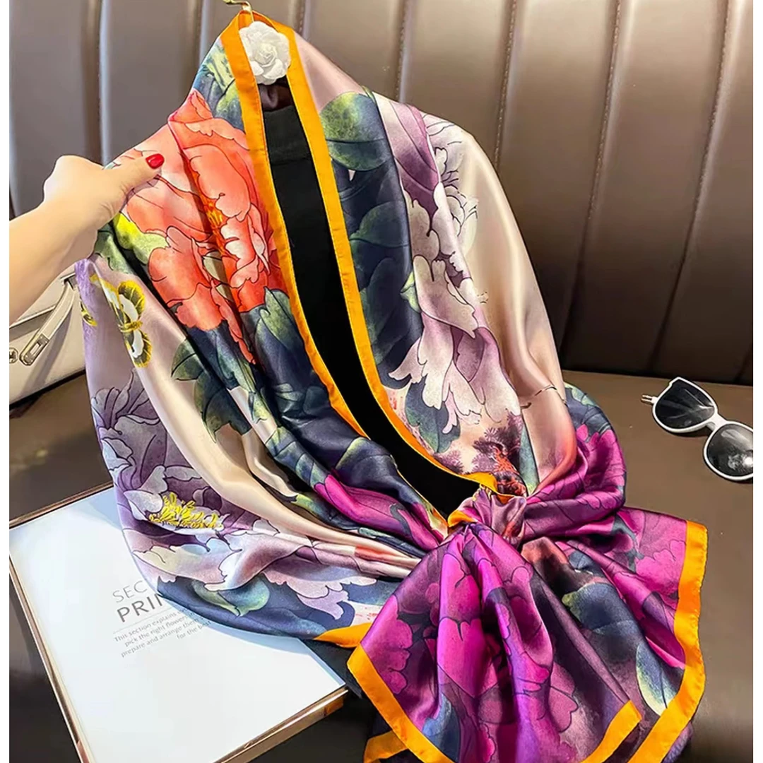 《晶晶粉丝专属》大方百搭外搭不掉色秋季丝巾默认风格成人洋气花朵