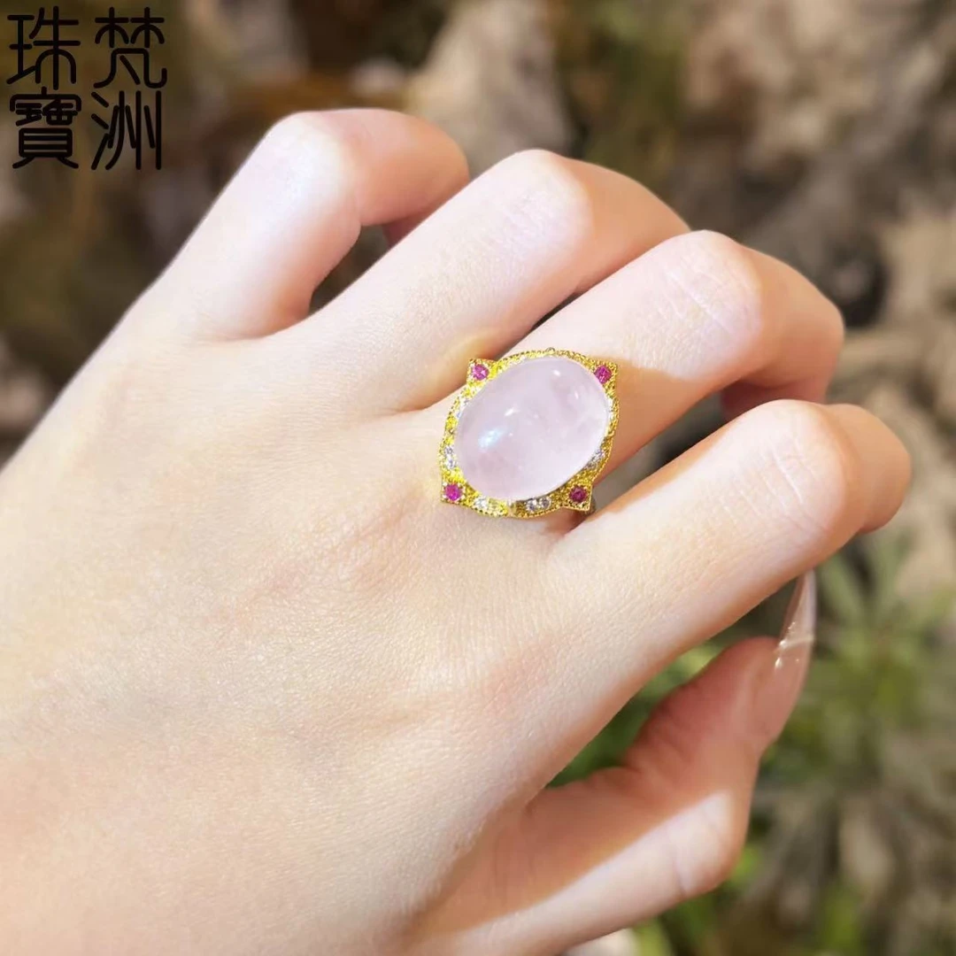 【梵洲】手工定制   鸽子蛋 粉水晶戒指 FZD3724 多样性发一