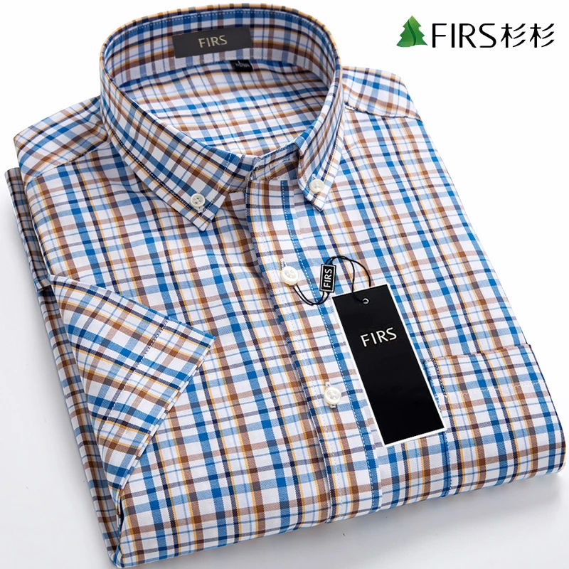 杉杉高端商务中年男士短袖衬衫薄款亲肤夏季透气免烫休闲男士衬衣