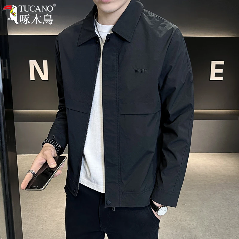 TUCANO/啄木鳥男士翻领刺绣外套春秋季新款潮流休闲商务通勤夹克