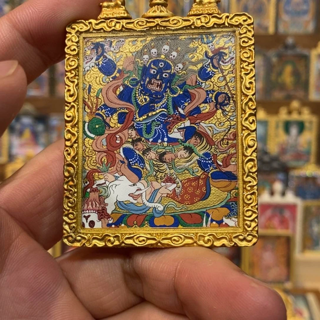吊坠彩绘大黑天小唐卡