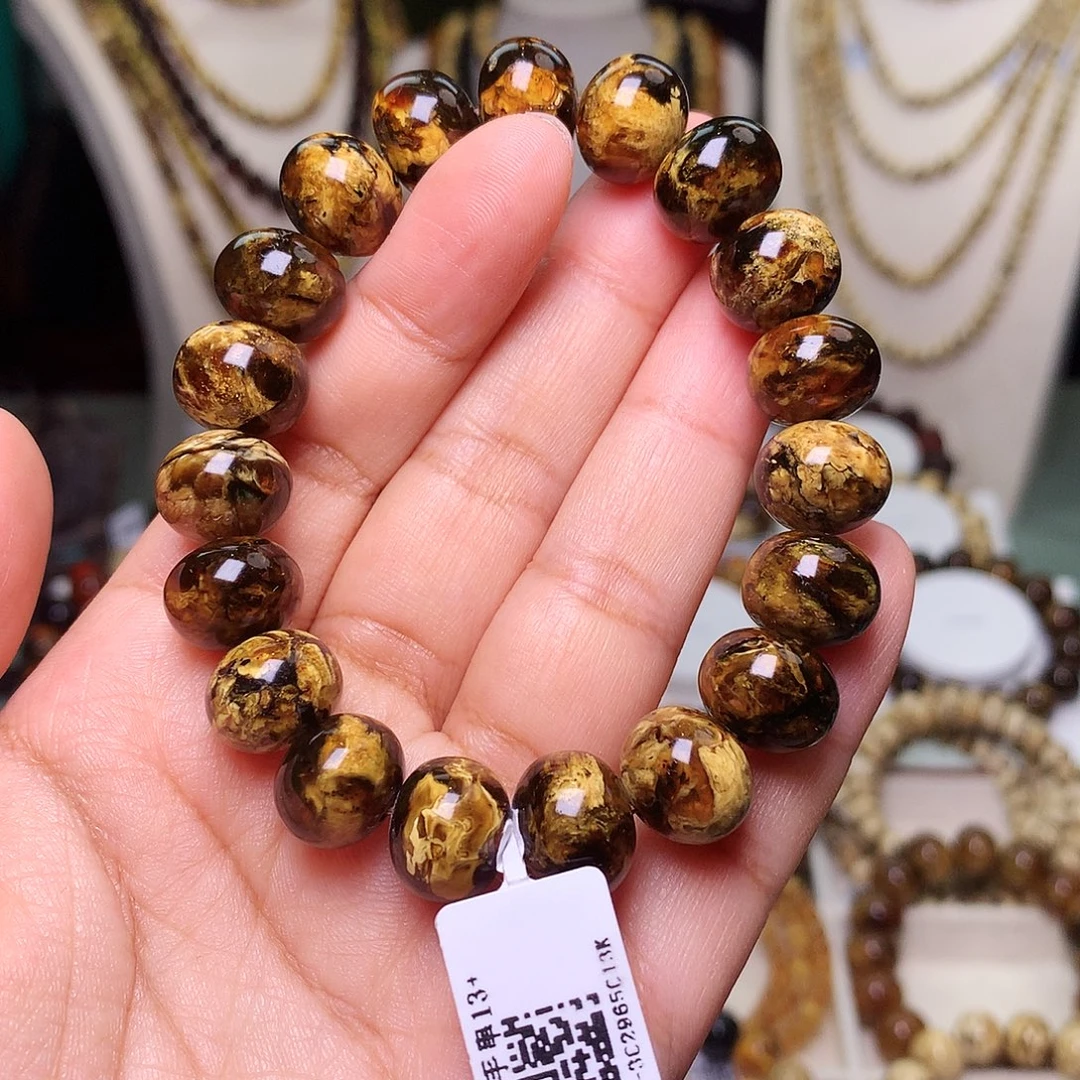 琥珀未镶嵌裸石黄花13-763