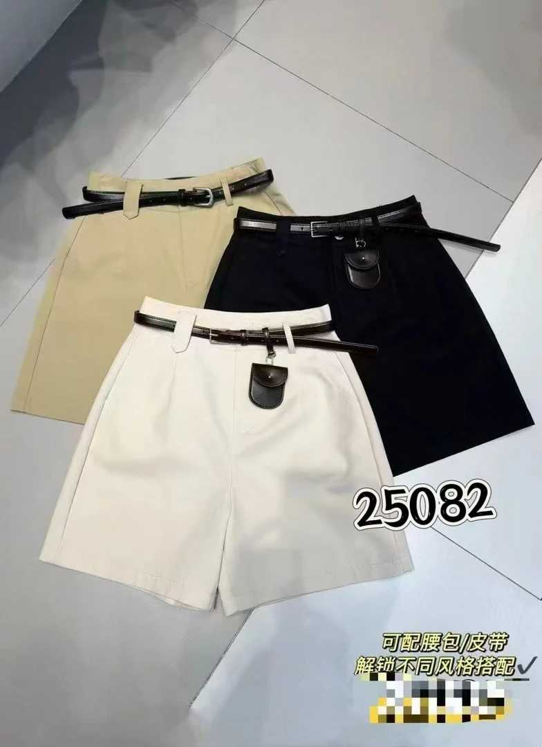 25082法式2025夏季新款韩系潮流时尚百搭显瘦简约通勤短裤休闲裤
