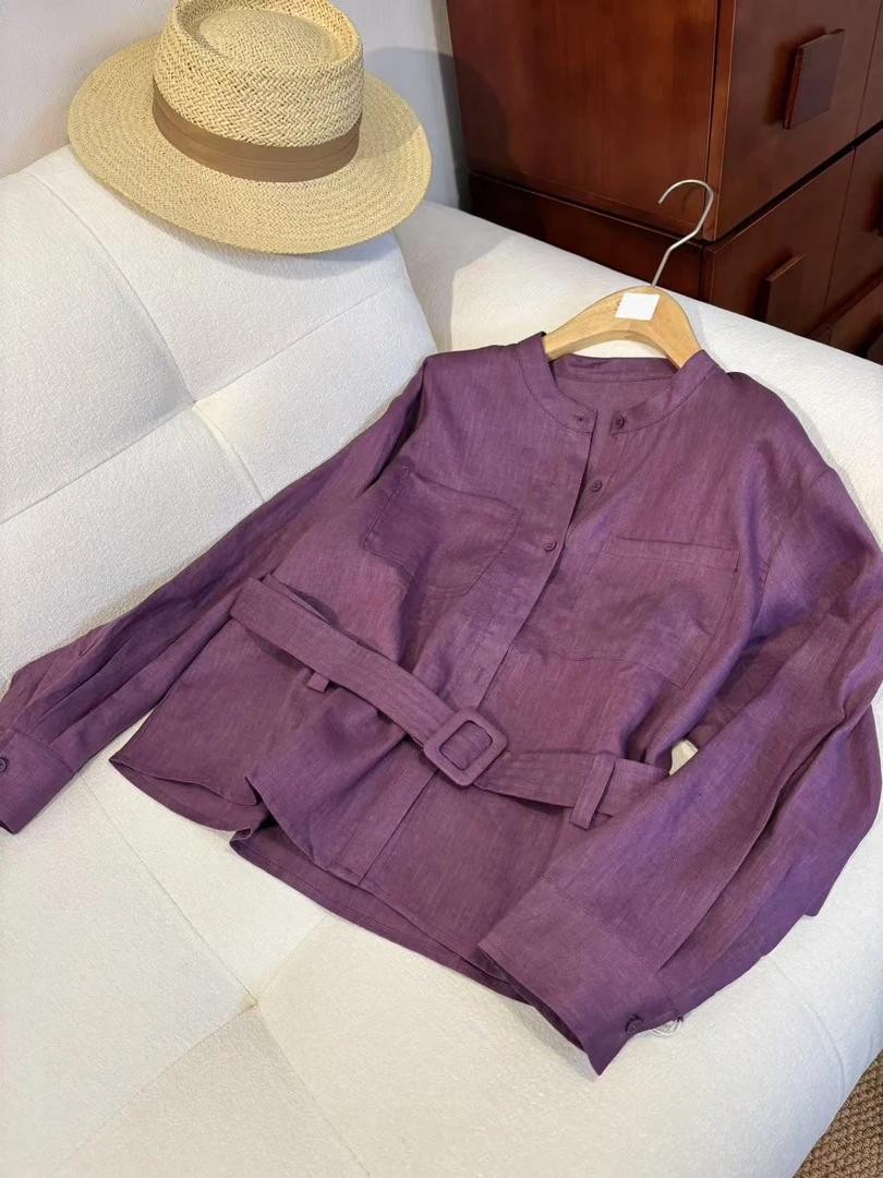 TAOZI【春之晓意】高品质亚麻法式高级气质感重工衬衫春夏