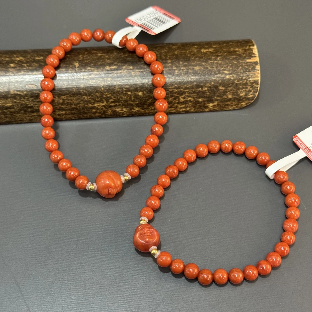 【乌达齐珠宝】5mm+18k金南红笑佛手串@多样性只发其中一件