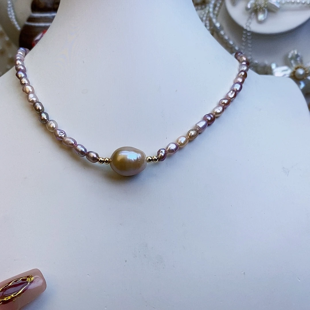 淡水珍珠颈饰银S925镶嵌