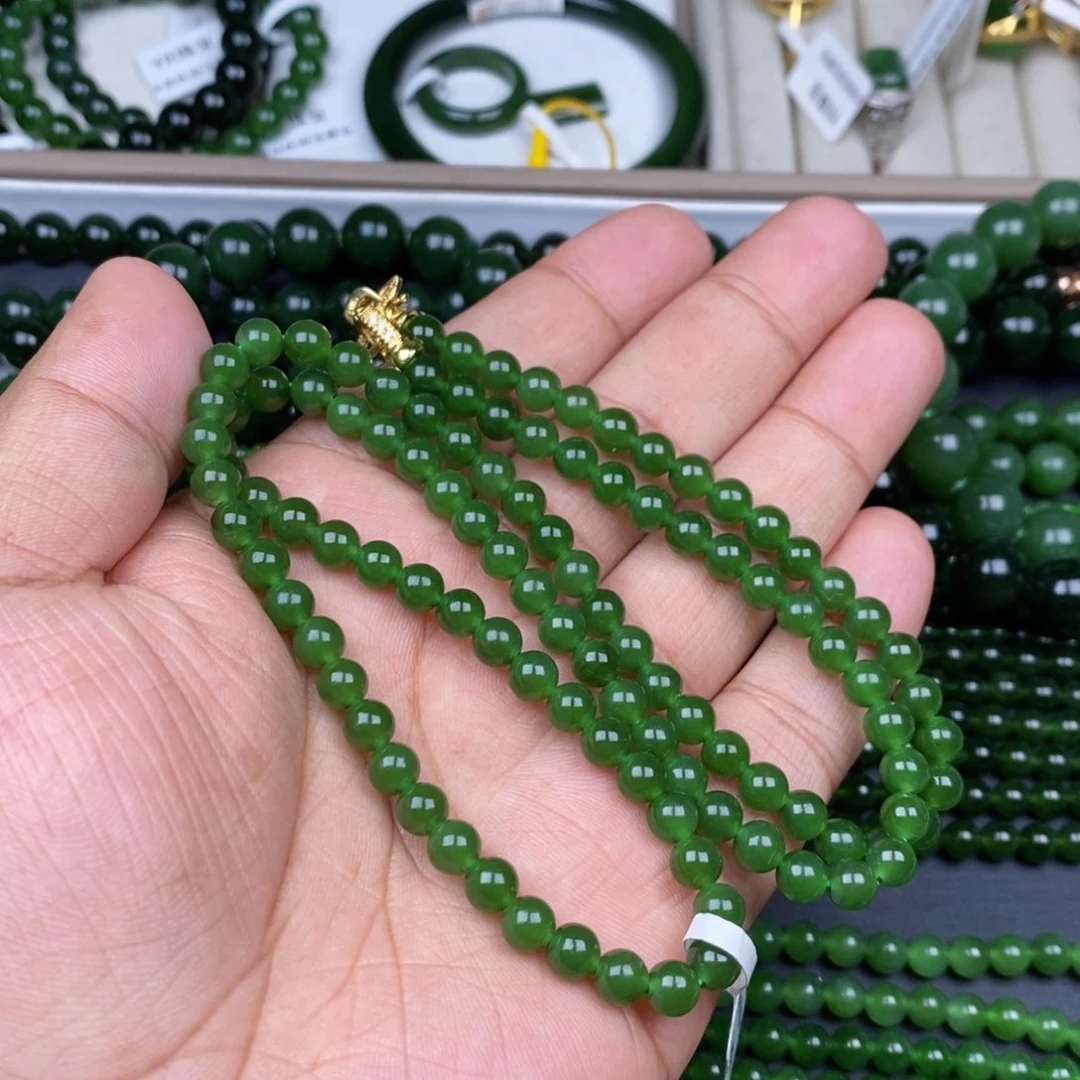 项链未镶嵌和田玉（碧玉）6m m