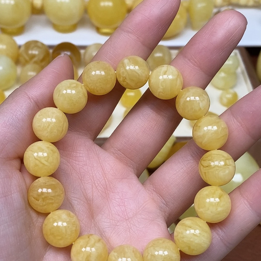 琥珀未镶嵌裸石浓蜡虎皮妖花