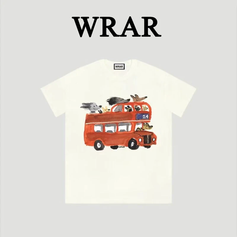 【巴士狗狗】新品潮流圆领透气宽松T恤情侣半袖动漫印花1