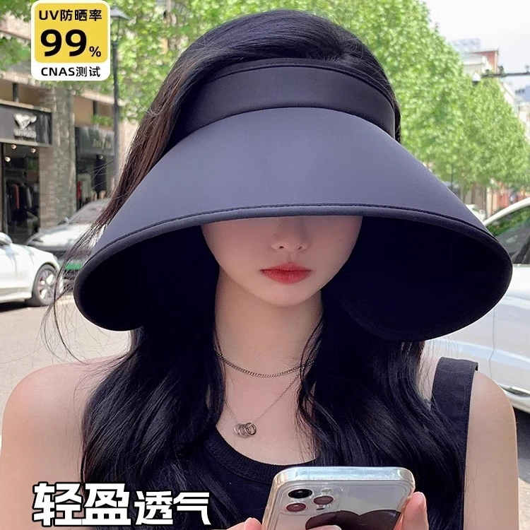 环绕式全脸防晒帽女夏季大帽檐空顶遮阳帽骑车防紫外线冰丝太阳帽