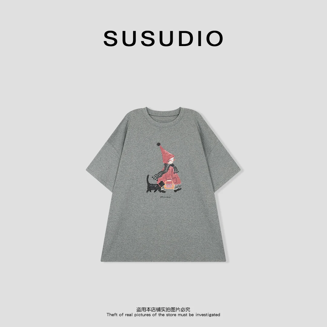 SUSUDIO③ 美式老钱涂鸦慵懒舒适透气短袖T恤10170