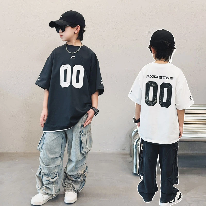 男童潮牌短袖T恤夏新款儿童半袖中大童字母潮酷个性S7580