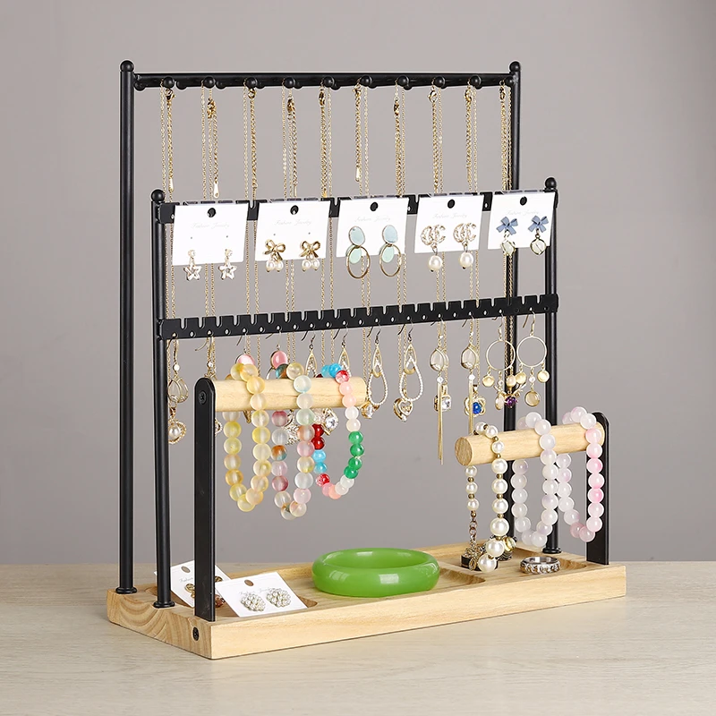简约金属首饰架家用桌面收纳耳环架项链架子手串架摆摊饰品展示架