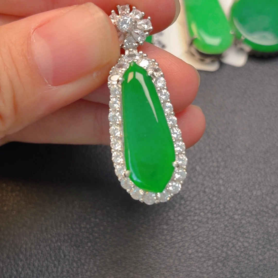 翡翠银S925镶嵌吊坠(不含链)