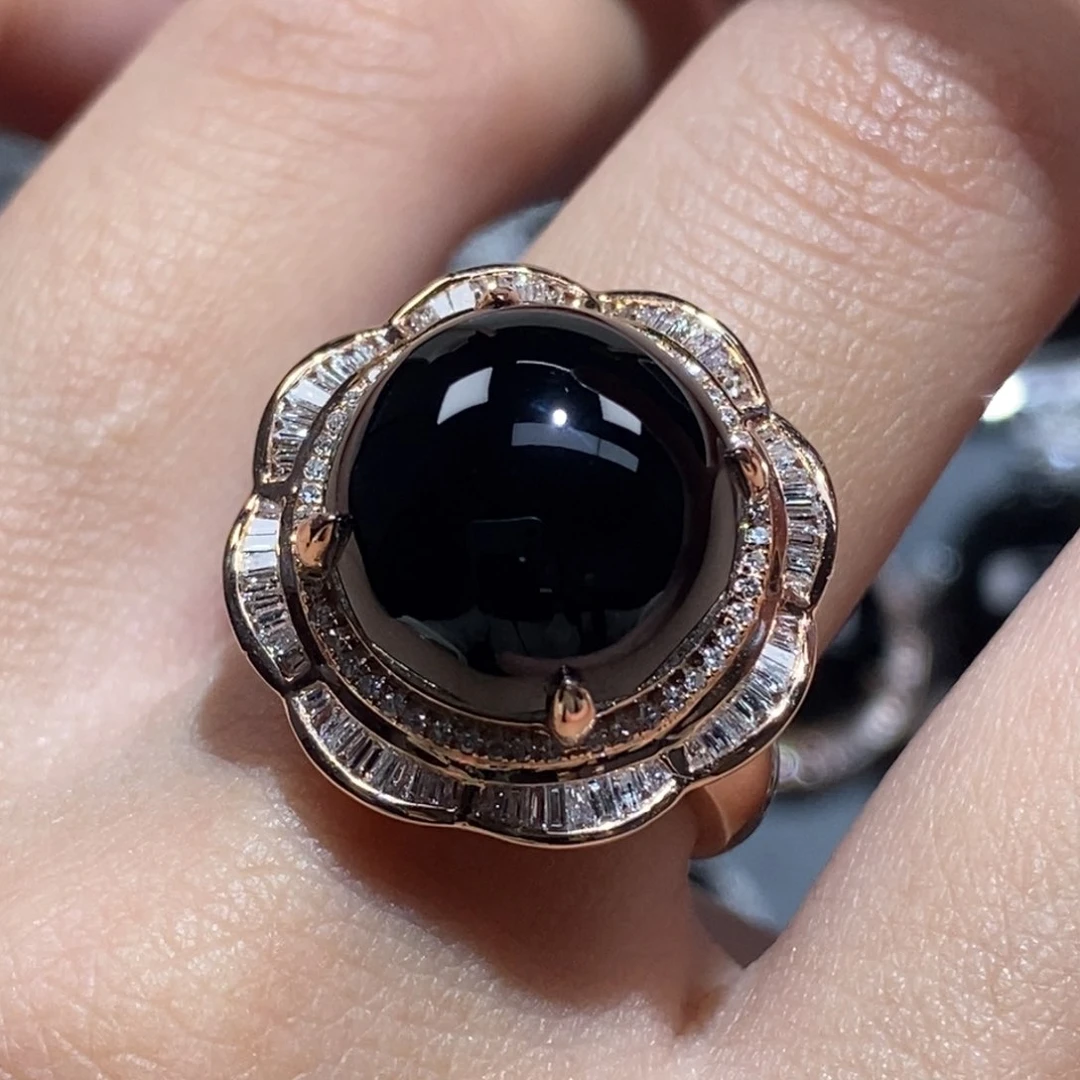 18K金镶嵌戒指翡翠清*