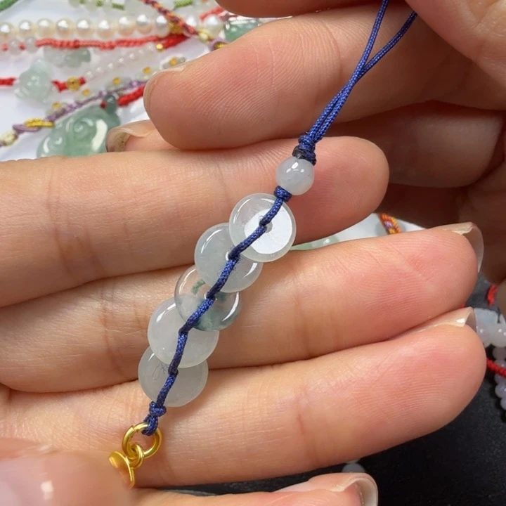 翡翠未镶嵌手绳手机挂