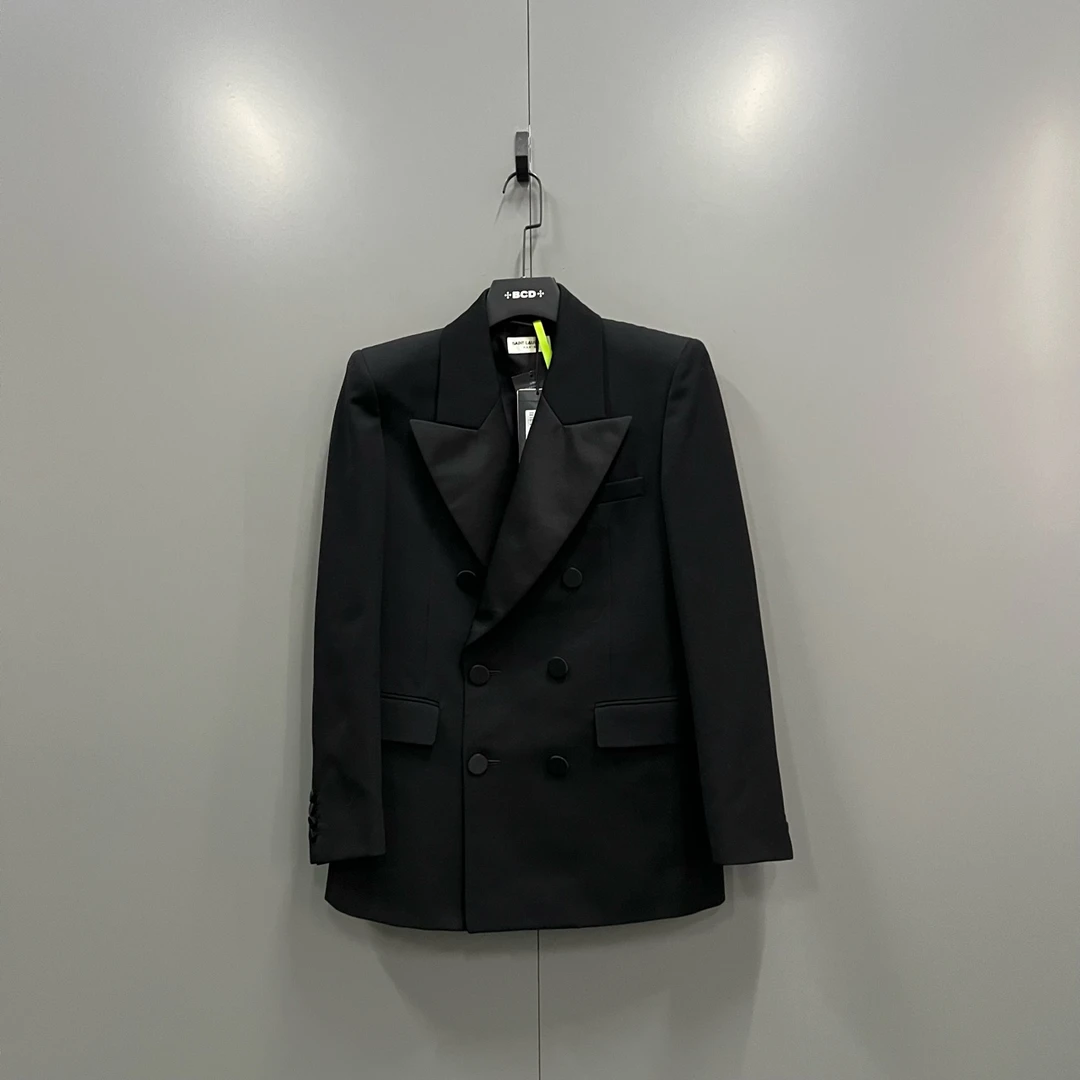 99新 YSL/圣罗兰 tt5 slp 黑色双排扣西服 46码/全新/603654