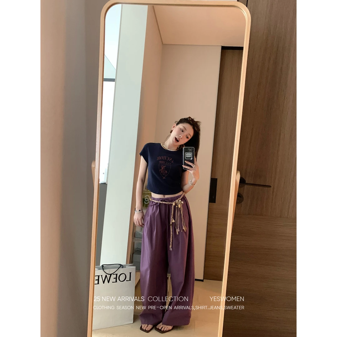 YESWOMEN【DA】软糖棉棉裤·彩色系 裤脚袢扣可调节廓形XYF7354C2112