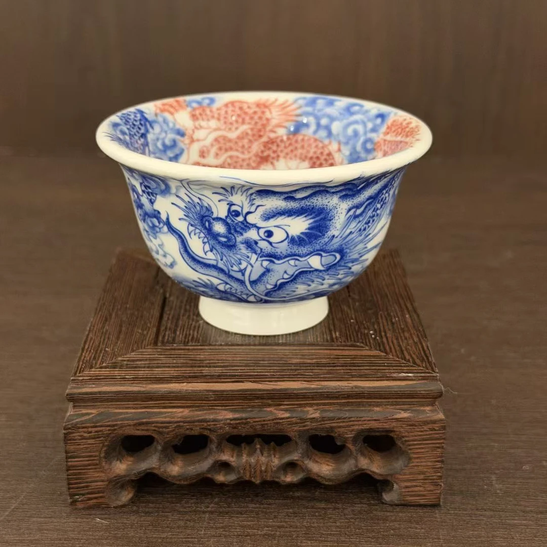 【含月阁】青花双龙压手杯