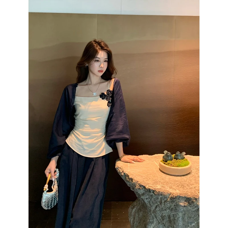 文文【海棠醉日】夏季长袖宽松薄款显瘦披肩外套