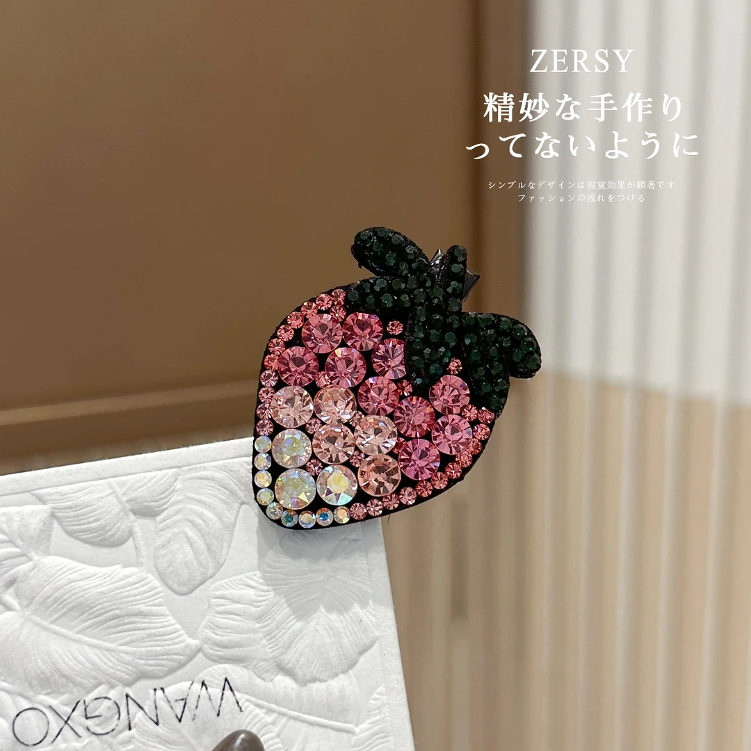 2025新款高级感轻奢水钻草莓发夹时尚气质刘海夹百搭甜美头饰发饰