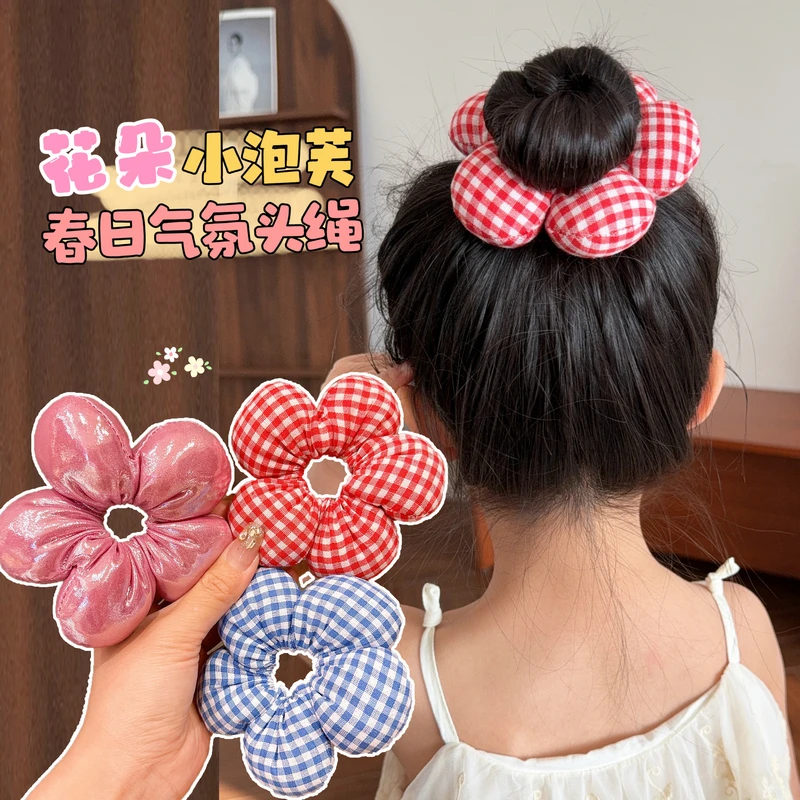 儿童花朵发圈女童立体头花丸子头发绳女孩洋气扎头发饰不伤发头绳