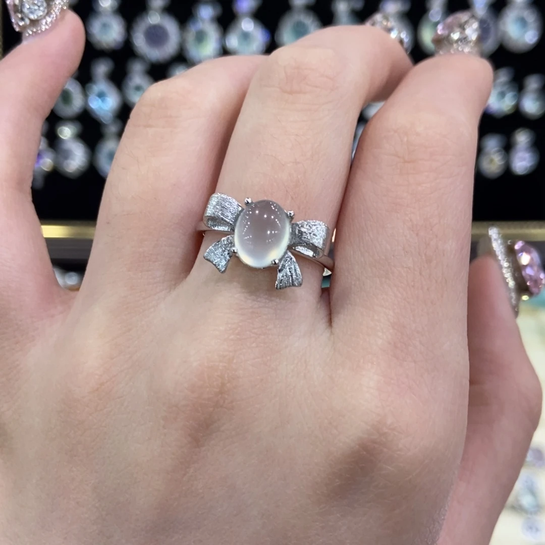 蛇纹石玉银S925镶嵌戒指