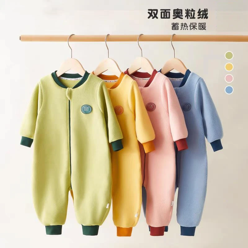 戴维贝贝优选儿童婴儿宝宝睡袋秋冬保暖连体加厚睡衣加绒男童家居