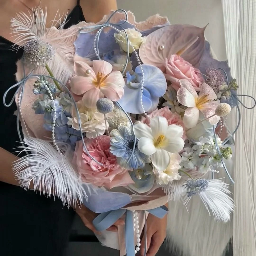 【深海之梦】人鱼姬色喷色蝴蝶兰郁金香紫罗兰粉掌混搭鲜花束生日礼物纪念日送花上门