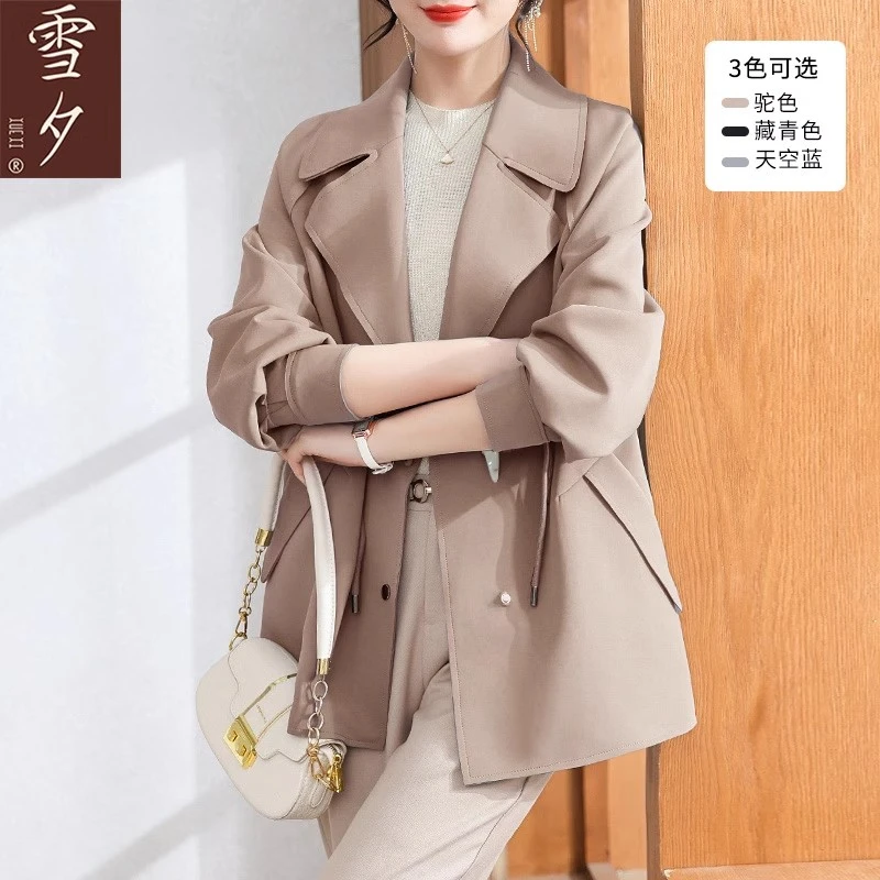 【雪夕】妈妈春装2025新款翻领风衣外套0C-X-YBEX6663