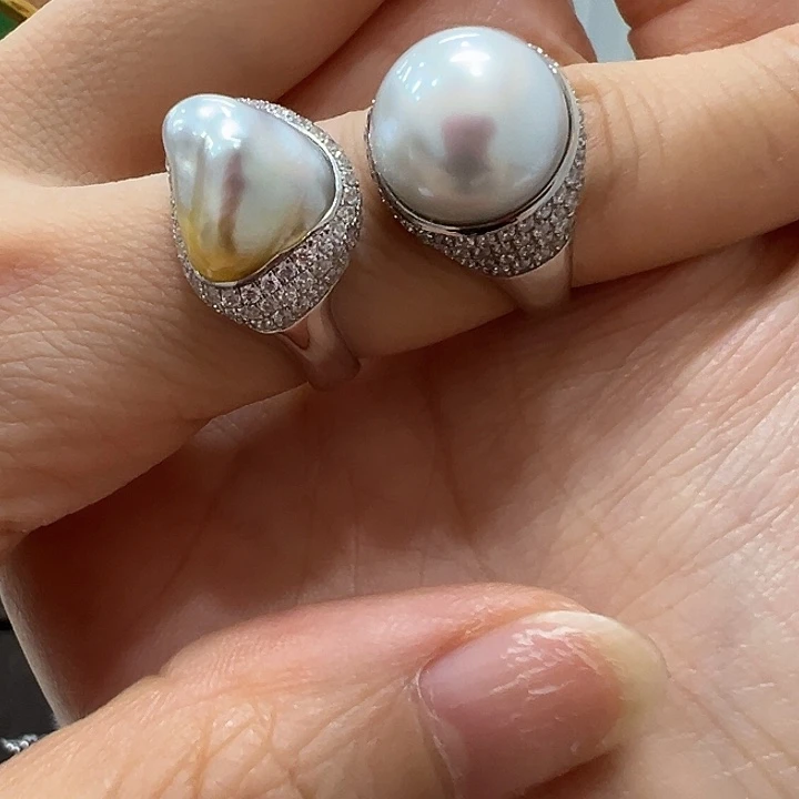 银S925镶嵌海水珍珠戒指S****.