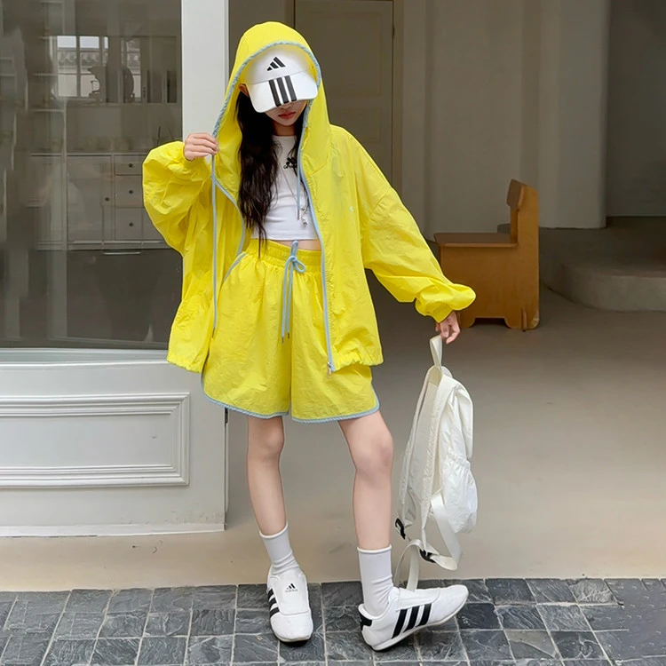 休闲风女童时尚套装连帽运动百搭高质感穿搭英伦风