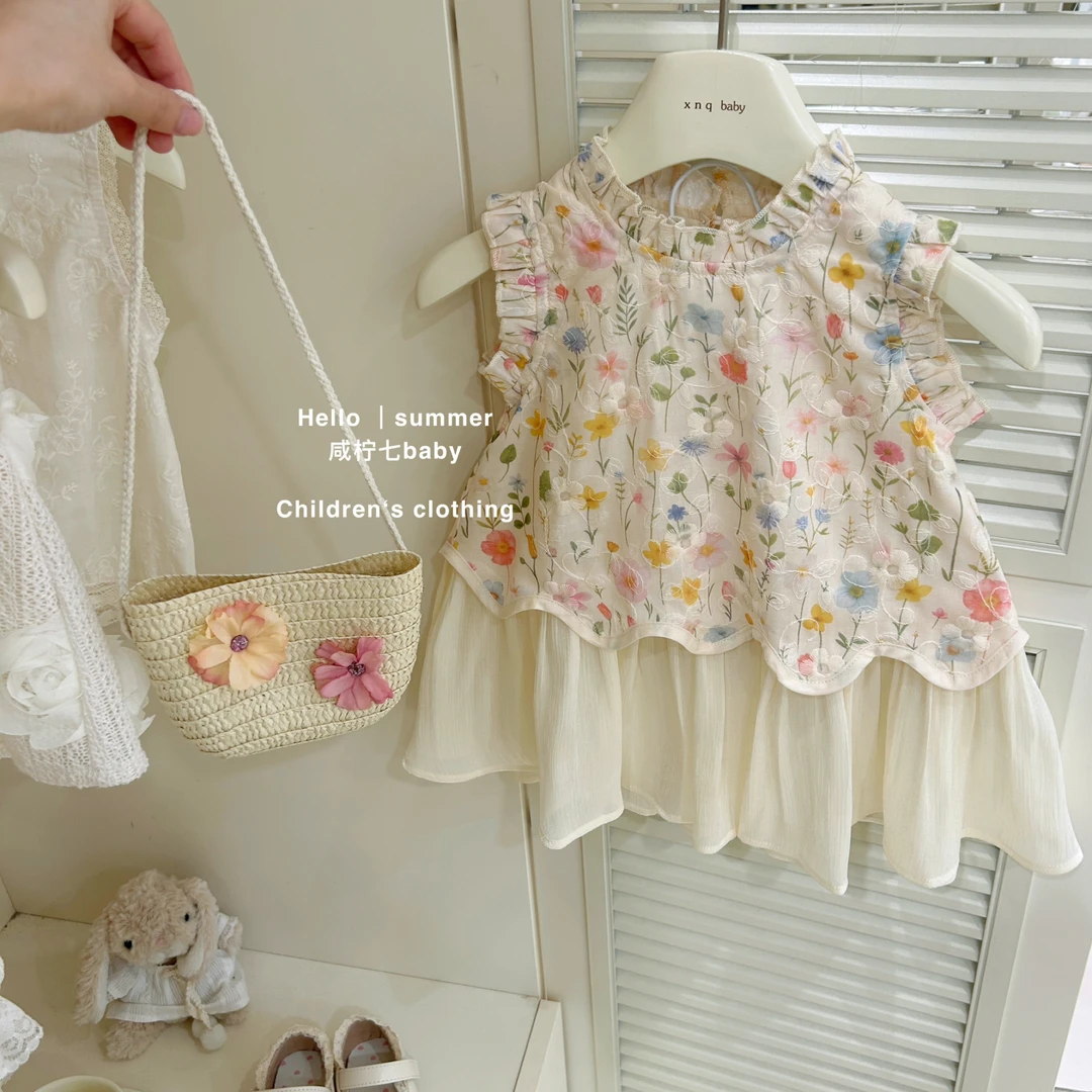 现【咸柠七】莫奈花园！原创女童2025夏季韩版女宝花朵连衣裙公主裙