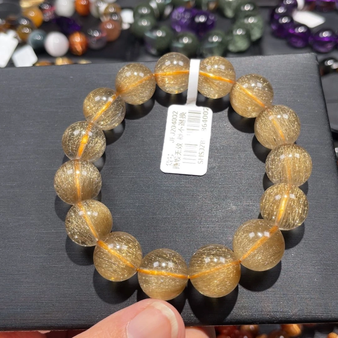 水晶未镶嵌手链狐尾金发晶13.5mm左右