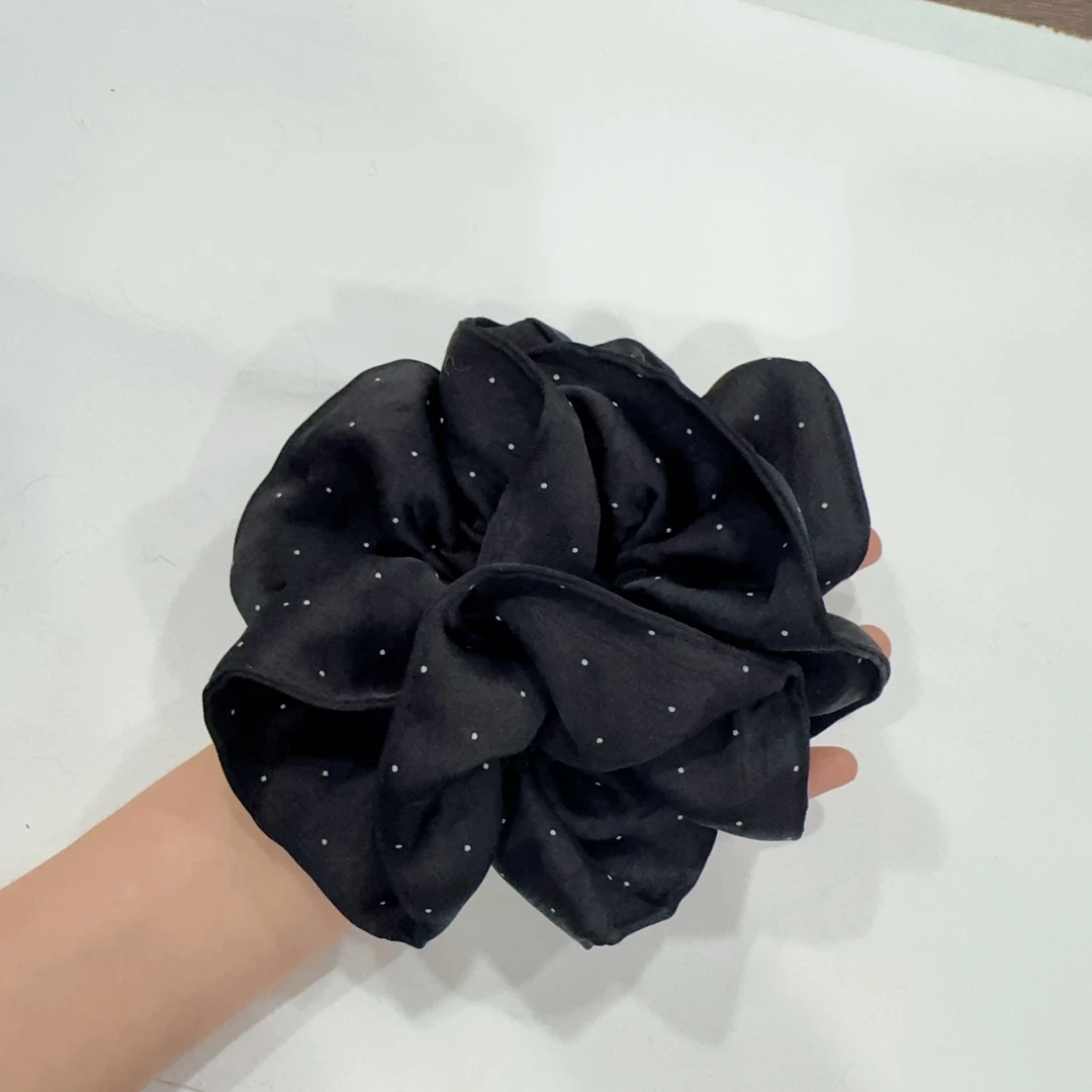 韩系复古波点褶皱大肠发圈慵懒风高级感