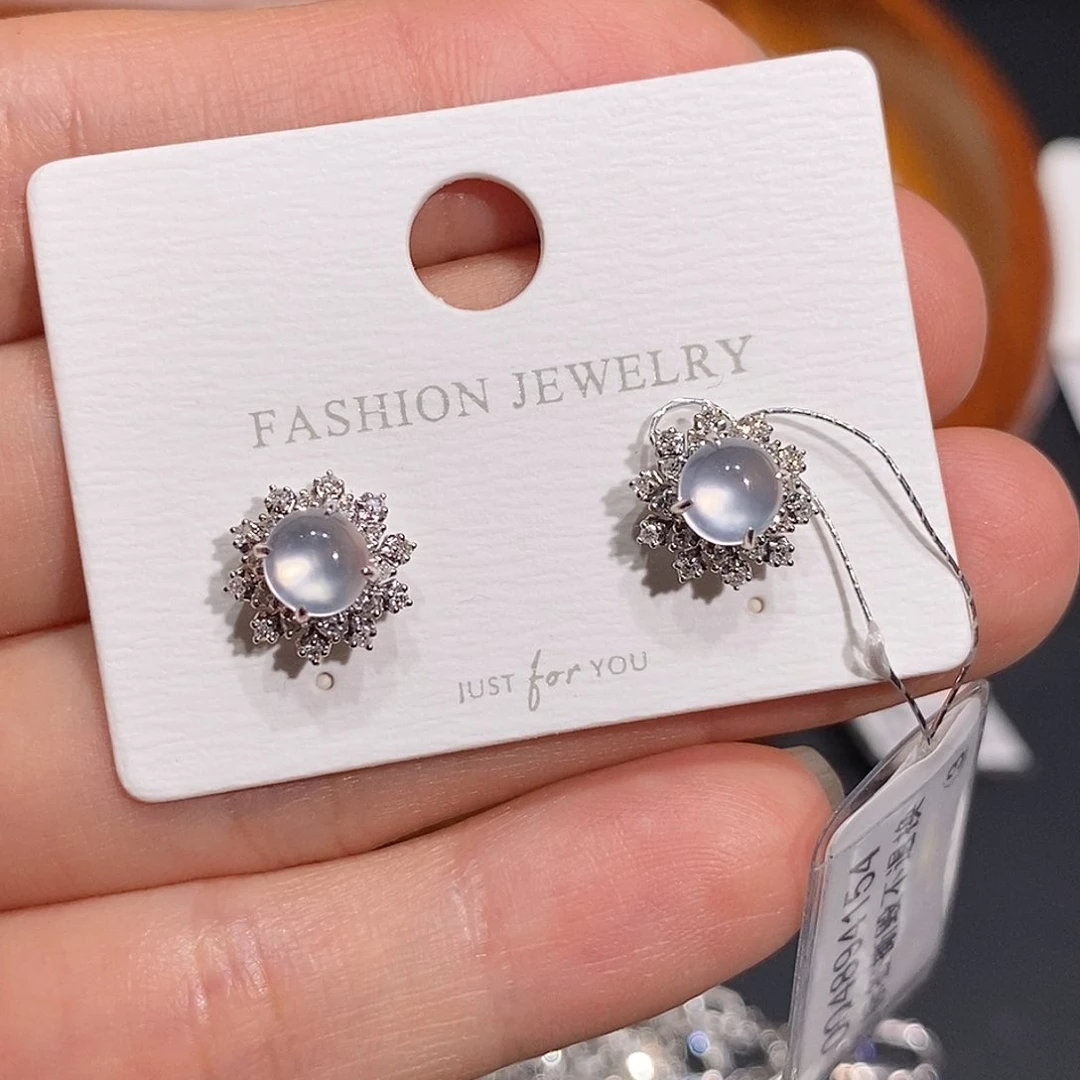 翡翠耳饰18K金镶嵌耳钉18k