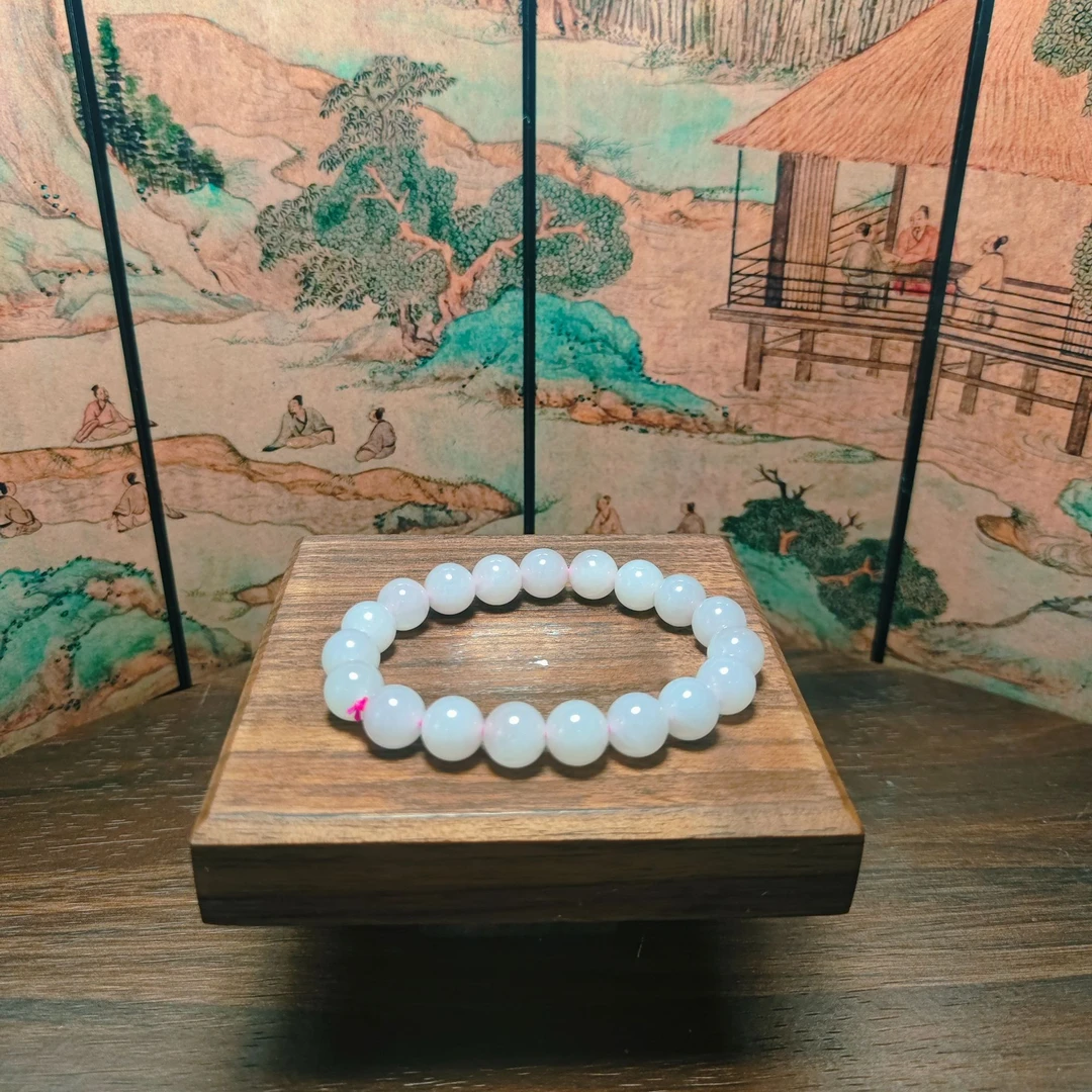 L和田玉烟紫圆珠手串（卡10）0790