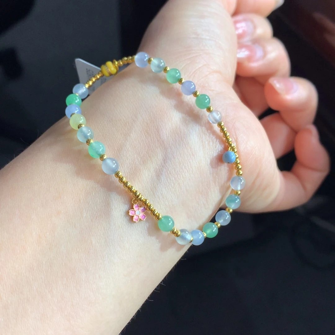 翡翠未镶嵌手链冰幻彩金玉满堂卡4,5